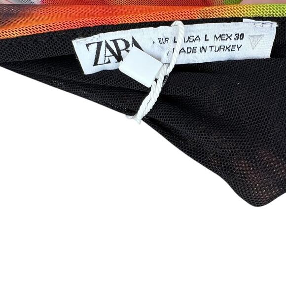 Zara Fruit Stand Strappy Maxi Dress Ruched Mesh Sleeveless Colorful Size Large - Picture 13 of 16